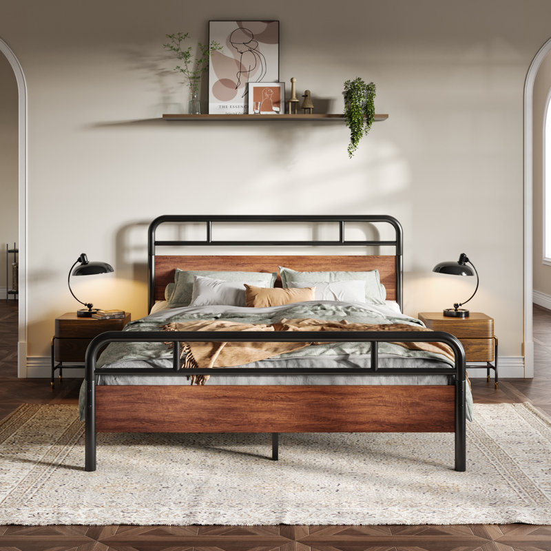Steelside Milligan Solid Wood Bed Frame with Black Slats Reviews Wayfair